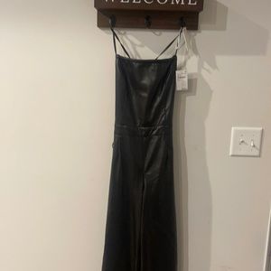 Faux leather black jumpsuit